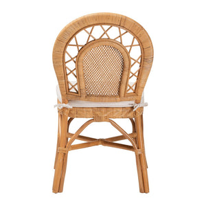 Baxton Studio bali & pari Adam Handwoven Rattan Dining Chair - Curved Backrest, Removable Cushion, Coastal Charm Adam-Light Honey/Rattan-Cushion-DC