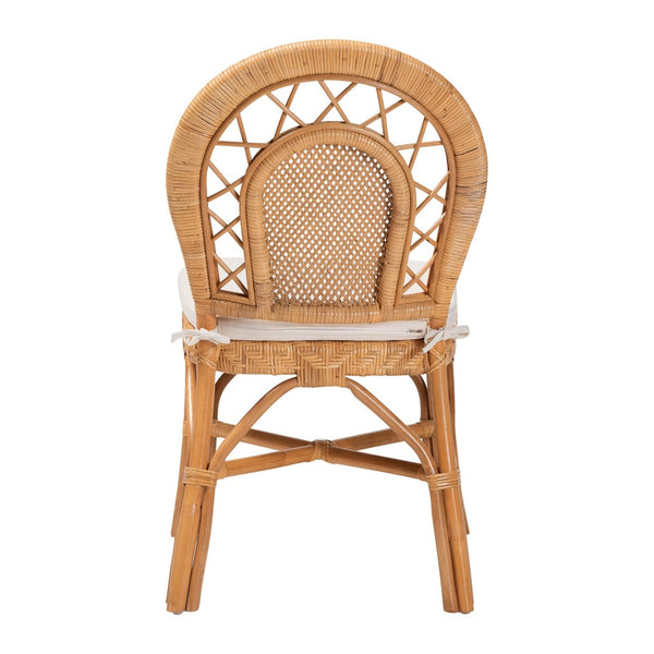 Baxton Studio bali & pari Adam Handwoven Rattan Dining Chair - Curved Backrest, Removable Cushion, Coastal Charm Adam-Light Honey/Rattan-Cushion-DC