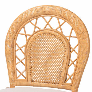 Baxton Studio bali & pari Adam Handwoven Rattan Dining Chair - Curved Backrest, Removable Cushion, Coastal Charm Adam-Light Honey/Rattan-Cushion-DC