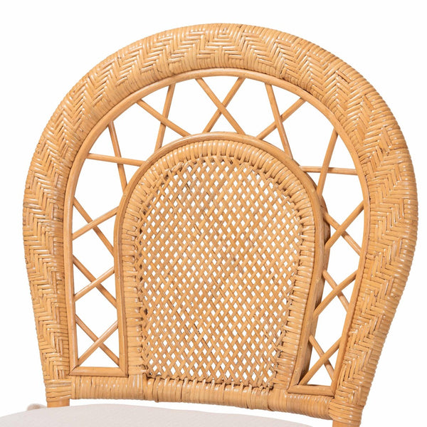 Baxton Studio bali & pari Adam Handwoven Rattan Dining Chair - Curved Backrest, Removable Cushion, Coastal Charm Adam-Light Honey/Rattan-Cushion-DC