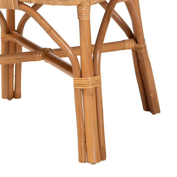 Baxton Studio bali & pari Adam Handwoven Rattan Dining Chair - Curved Backrest, Removable Cushion, Coastal Charm Adam-Light Honey/Rattan-Cushion-DC