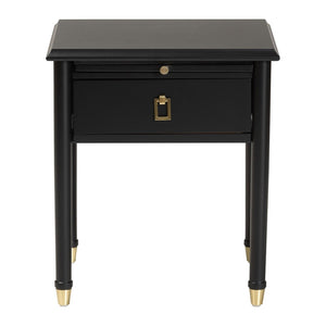 Baxton Studio Baxton Studio Tamra Black Wood Nightstand - Chic Modern Bedside Table with Pullout Shelf & Accents SW8000-90NS-Black-Nightstand
