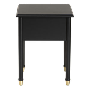 Baxton Studio Baxton Studio Tamra Black Wood Nightstand - Chic Modern Bedside Table with Pullout Shelf & Accents SW8000-90NS-Black-Nightstand