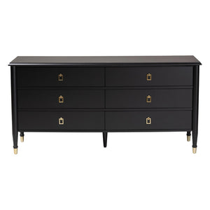 Baxton Studio Baxton Studio Tamra Dresser - Modern Transitional Black Wood Storage Unit with 6 Drawers & Luxe Accents SW8000-90D6D-Black-Dresser