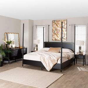 Baxton Studio Baxton Studio Tamra Modern Four-Poster Bedroom Set - Elegant Black Wood Frame, Dresser & Nightstands Tamra-Black-4PC King Poster Bedroom Set