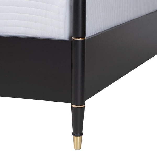 Baxton Studio Baxton Studio Tamra King Four-Poster Bedroom Set - Elegant Black Wood Frame, Dresser, Chest & Nightstand SW8650-Black-4PC King Poster Bedroom Set
