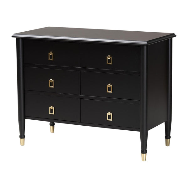 Baxton Studio Baxton Studio Tamra King Four-Poster Bedroom Set - Elegant Black Wood Frame, Dresser, Chest & Nightstand SW8650-Black-4PC King Poster Bedroom Set