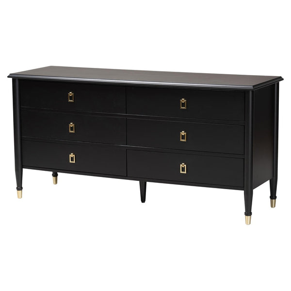 Baxton Studio Baxton Studio Tamra King Four-Poster Bedroom Set - Elegant Black Wood Frame, Dresser, Chest & Nightstand SW8650-Black-4PC King Poster Bedroom Set