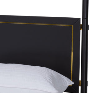 Baxton Studio Baxton Studio Tamra King Platform Bed - Elegant Black Wood Frame with Metallic Trim & Modern Design SW8650-Black-King Poster Bed