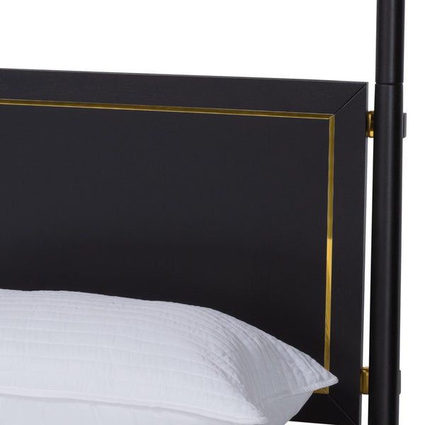 Baxton Studio Baxton Studio Tamra King Platform Bed - Elegant Black Wood Frame with Metallic Trim & Modern Design SW8650-Black-King Poster Bed
