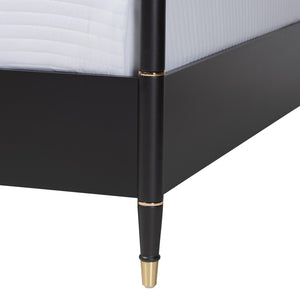 Baxton Studio Baxton Studio Tamra King Platform Bed - Elegant Black Wood Frame with Metallic Trim & Modern Design SW8650-Black-King Poster Bed