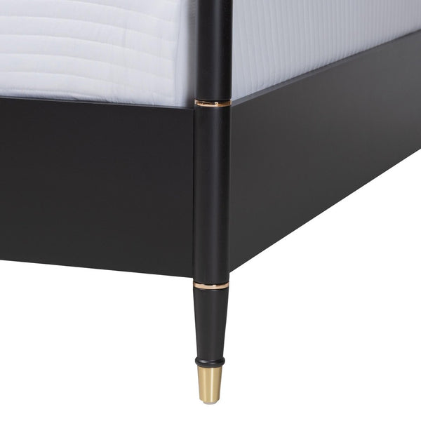 Baxton Studio Baxton Studio Tamra King Platform Bed - Elegant Black Wood Frame with Metallic Trim & Modern Design SW8650-Black-King Poster Bed