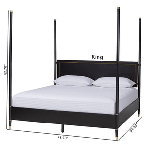 Baxton Studio Baxton Studio Tamra King Platform Bed - Elegant Black Wood Frame with Metallic Trim & Modern Design SW8650-Black-King Poster Bed