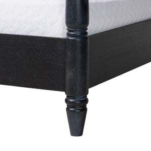 Baxton Studio Baxton Studio Martino Four-Poster Platform Bed – Farmhouse-Inspired Design with Sculpted Spindle Posts Black, Queen SW8636-Black-Queen Poster Bed