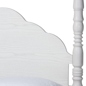Baxton Studio Baxton Studio Martino Farmhouse Four-Poster Bed - Vintage White Frame with Sculpted Spindle Design SW8636-White-King Poster Bed