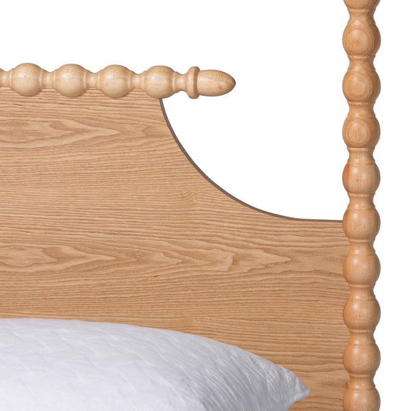 Baxton Studio Baxton Studio Caliana Vintage-Inspired Four-Poster Platform Bed with Turned Spindle Accents King SW8638-Natural-King Poster Bed