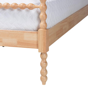 Baxton Studio Baxton Studio Caliana Vintage-Inspired Four-Poster Platform Bed with Turned Spindle Accents King SW8638-Natural-King Poster Bed