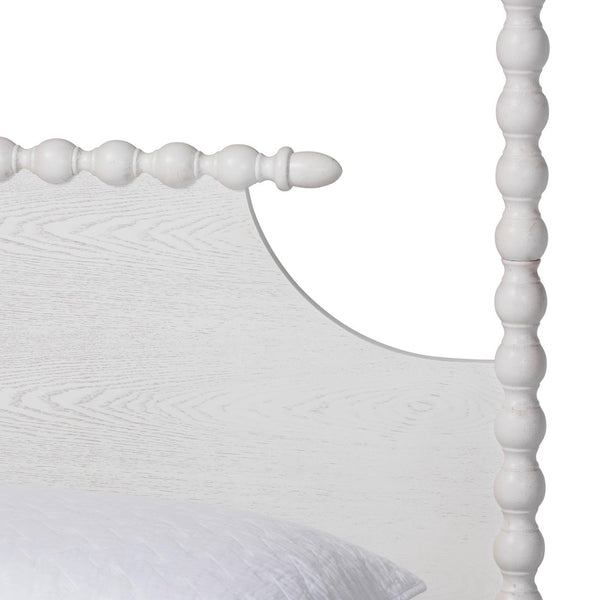 Baxton Studio Baxton Studio Caliana Four-Poster Platform Bed - Vintage-Inspired Wooden Frame with Spindle Posts Queen SW8638-White-Queen Poster Bed
