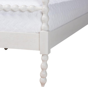 Baxton Studio Baxton Studio Caliana Four-Poster Platform Bed - Vintage-Inspired Wooden Frame with Spindle Posts Queen SW8638-White-Queen Poster Bed