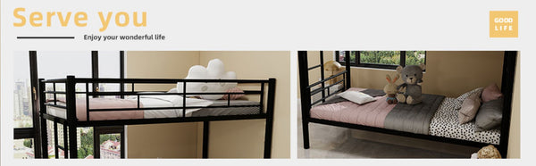 English Elm Twin Metal Bunk Bed For Kids - Space-Saving, Durable, Convertible, Safety-First Design, Easy Assembly W1935P279723-GIGA