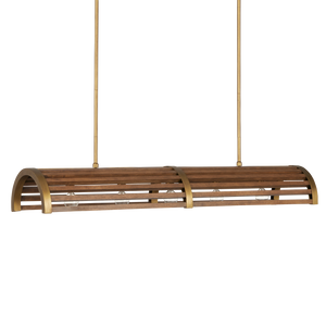 Woodbine Rectangular Modern Farmhouse Chandelier in Chestnut & Brass - Perfect for Kitchen Islands!