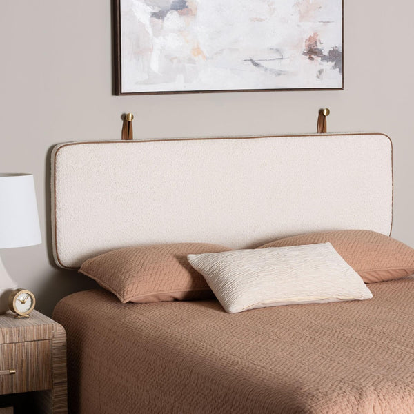 Baxton Studio Baxton Studio Belden Boucle Wall-Mounted Headboard - Modern Cream Accent, Space-Saving Design, Queen BBT61198-White/Tan-HB-Queen