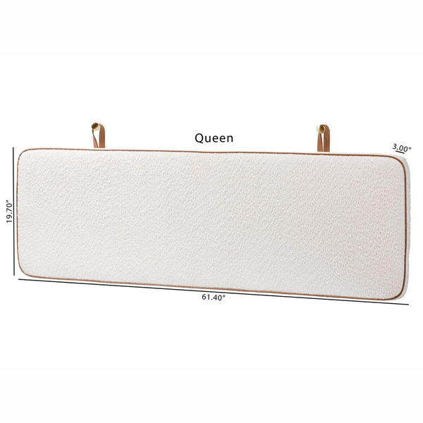 Baxton Studio Baxton Studio Belden Boucle Wall-Mounted Headboard - Modern Cream Accent, Space-Saving Design, Queen BBT61198-White/Tan-HB-Queen