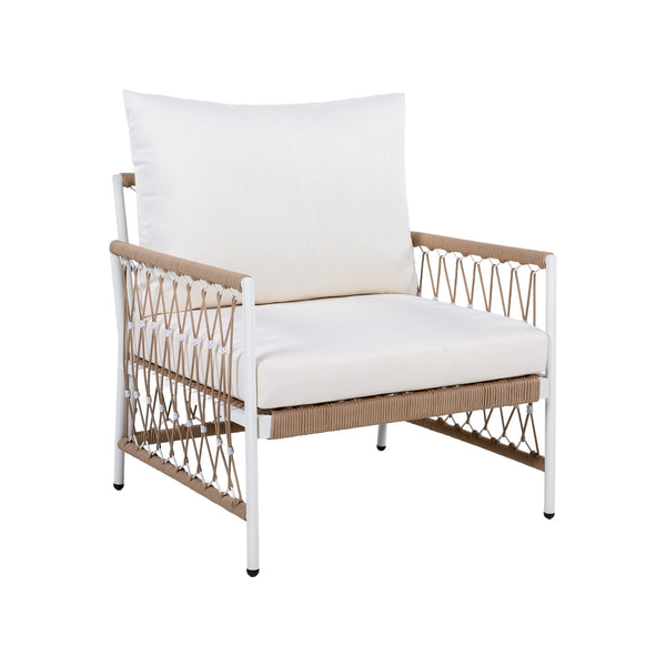English Elm Christopher Knight Home® - [Set Of 2] Bohemian Outdoor Lounge Chairs - Handwoven Rope, Waterproof Cushions, And Steel Frame N767P306732B