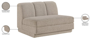 Meridian Furniture Modari Channel Tufted Armless Modular Chair Chenille Upholstered for Modern Living Room Beige 143Beige-Armless