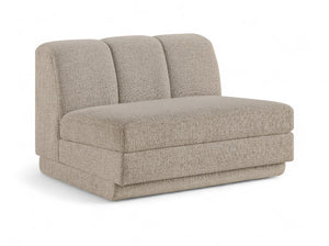 Meridian Furniture Modari Channel Tufted Armless Modular Chair Chenille Upholstered for Modern Living Room Beige 143Beige-Armless