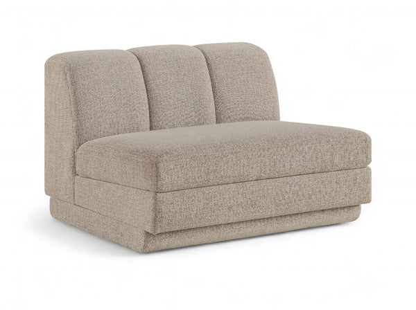 Meridian Furniture Modari Channel Tufted Armless Modular Chair Chenille Upholstered for Modern Living Room Beige 143Beige-Armless