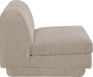 Meridian Furniture Modari Channel Tufted Armless Modular Chair Chenille Upholstered for Modern Living Room Beige 143Beige-Armless