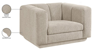 Meridian Furniture Modari Channel Tufted Chenille Accent Chair for Stylish Living Room Comfort and Decor Beige 143Beige-C