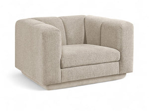 Meridian Furniture Modari Channel Tufted Chenille Accent Chair for Stylish Living Room Comfort and Decor Beige 143Beige-C