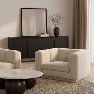 Meridian Furniture Modari Channel Tufted Chenille Accent Chair for Stylish Living Room Comfort and Decor Beige 143Beige-C