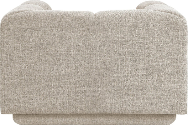 Meridian Furniture Modari Channel Tufted Chenille Accent Chair for Stylish Living Room Comfort and Decor Beige 143Beige-C