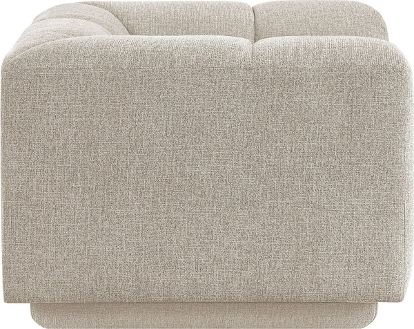 Meridian Furniture Modari Channel Tufted Chenille Accent Chair for Stylish Living Room Comfort and Decor Beige 143Beige-C