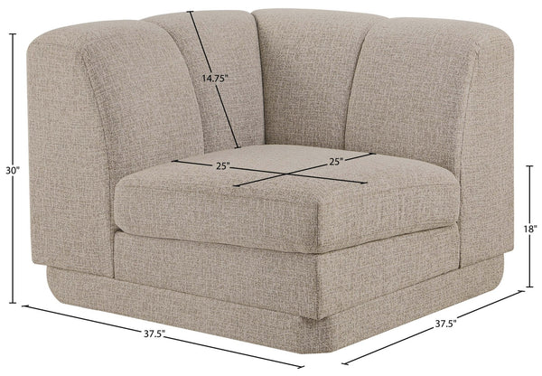 Meridian Furniture Modari Channel Tufted Chenille Corner Chair Modular Accent Seat for Living Room Sectional Beige 143Beige-Corner