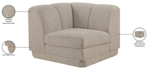 Meridian Furniture Modari Channel Tufted Chenille Corner Chair Modular Accent Seat for Living Room Sectional Beige 143Beige-Corner