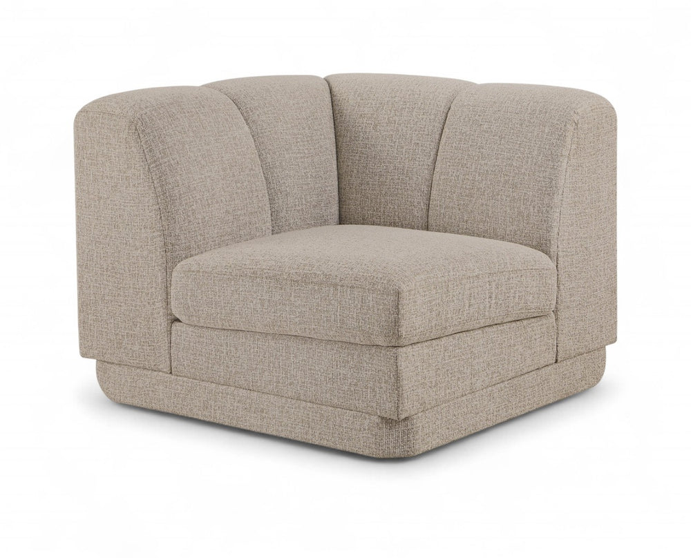 Meridian Furniture Modari Channel Tufted Chenille Corner Chair Modular Accent Seat for Living Room Sectional Beige 143Beige-Corner