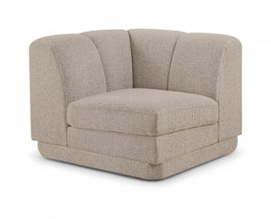 Meridian Furniture Modari Channel Tufted Chenille Corner Chair Modular Accent Seat for Living Room Sectional Beige 143Beige-Corner