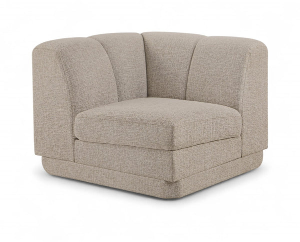 Meridian Furniture Modari Channel Tufted Chenille Corner Chair Modular Accent Seat for Living Room Sectional Beige 143Beige-Corner