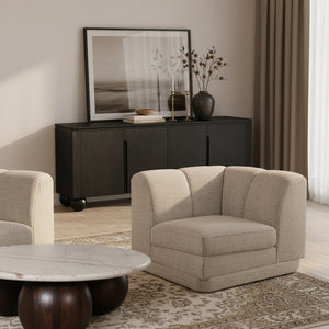 Meridian Furniture Modari Channel Tufted Chenille Corner Chair Modular Accent Seat for Living Room Sectional Beige 143Beige-Corner