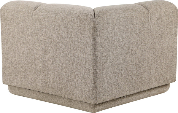 Meridian Furniture Modari Channel Tufted Chenille Corner Chair Modular Accent Seat for Living Room Sectional Beige 143Beige-Corner