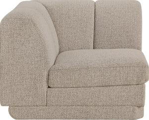 Meridian Furniture Modari Channel Tufted Chenille Corner Chair Modular Accent Seat for Living Room Sectional Beige 143Beige-Corner