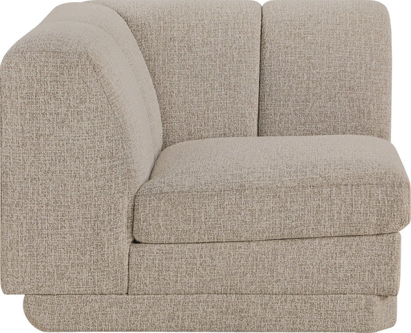 Meridian Furniture Modari Channel Tufted Chenille Corner Chair Modular Accent Seat for Living Room Sectional Beige 143Beige-Corner