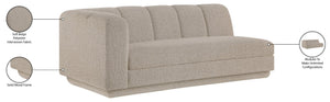 Meridian Furniture Modari Channel Tufted Chenille Modular Left Arm Sofa for Contemporary Living Rooms Beige 143Beige-LAS
