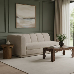 Meridian Furniture Modari Channel Tufted Chenille Modular Left Arm Sofa for Contemporary Living Rooms Beige 143Beige-LAS