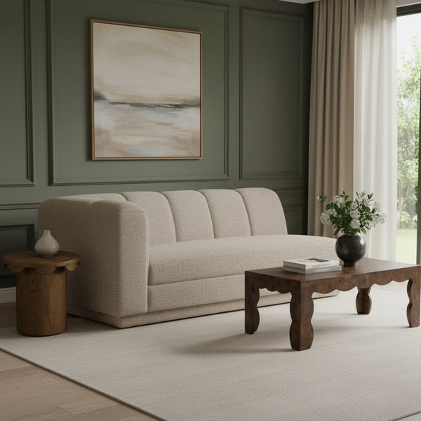 Meridian Furniture Modari Channel Tufted Chenille Modular Left Arm Sofa for Contemporary Living Rooms Beige 143Beige-LAS