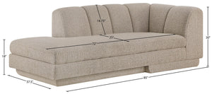 Meridian Furniture Modari Channel Tufted Left Arm Chaise with Chenille Fabric for Modular Living Room Sectionals Beige 143Beige-LC